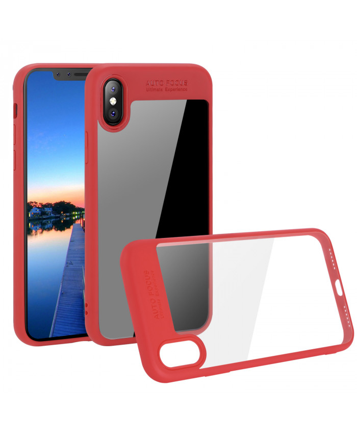 TOROTON iPhone X Case,Ultra Thin Shock-Absorption Transparent Hard Protective Case Cover for Apple iPhone X (A1865 A1901) -Red